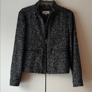 Reiss Black and White Tweed Blazer Jacket